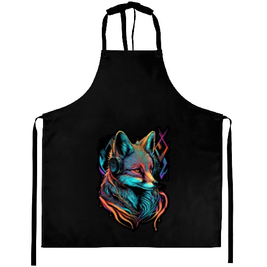 Neon Fuchs 80er Festival Nerd Hipster Fox Musik Aprons