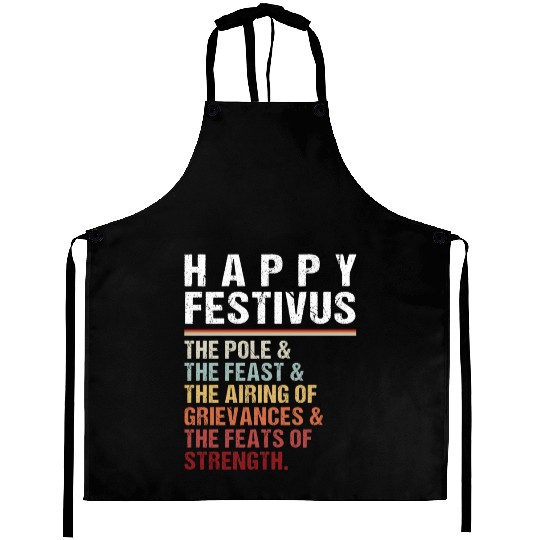 Happy Festivus Christmas Holiday Retro Vintage Aprons