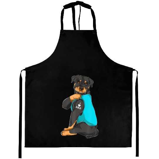 Rottweiler I Love Dad Tattoo Apparel Aprons