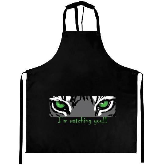 tigerEyes - Im watching you (green) Aprons