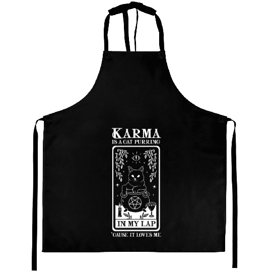 Karma is a Cat Purring in My Lap Witchcraft Tarot Aprons
