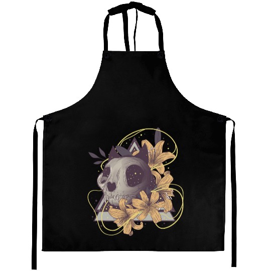 Cat Floral Skull Aprons