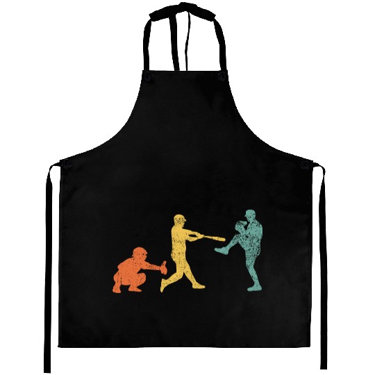 Baseball Catcher Pitcher Batter Vintage Aprons