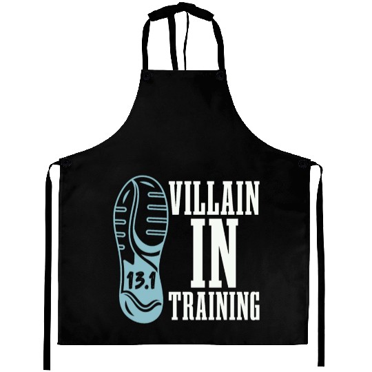 Half Marathon Villain In Training Marathon Runner Aprons