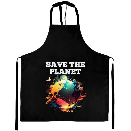 Save the Planet Climate and Nature Care Aprons