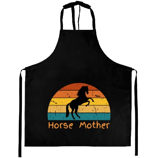 Horse Mother Funny Cute Horse Mom Graphic Print Aprons