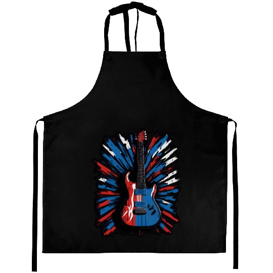 Electric guitar in Union Jack flag colors Aprons