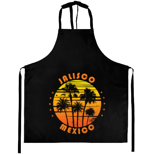 Retro Jalisco Mexico Souvenir Vintage Palm Tree Aprons
