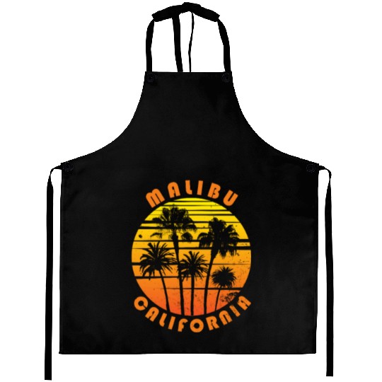 Retro Malibu California Souvenir Vintage Palm Tree Aprons