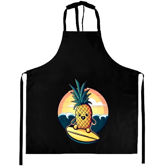 Kawaii pineapple on at sunset Aprons