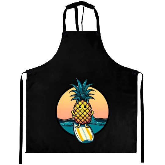 Kawaii pineapple on at sunset Aprons