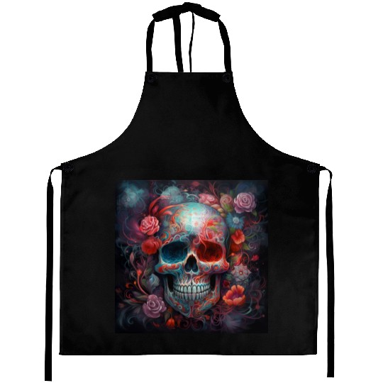 Pastel Flowery Skull Aprons