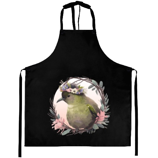 Tropical Kiwi Bird Flower Crown Floral Exotic Bird Aprons