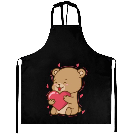 Bear is in love with Heart Forest Animal Aprons
