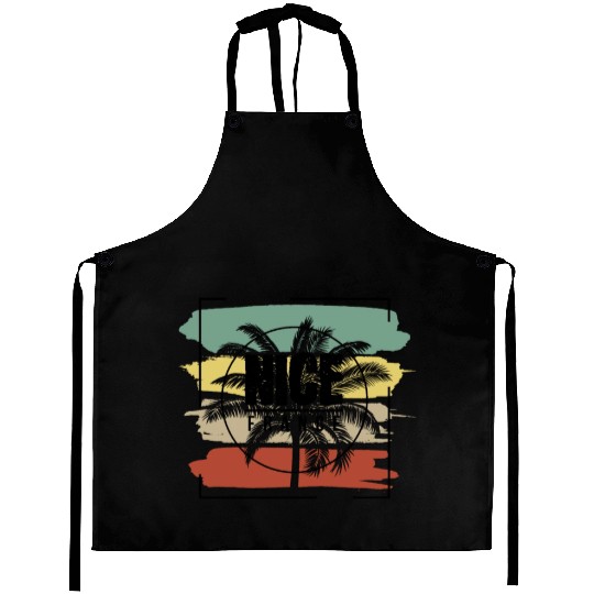 Nice France Palm Tree Retro Artistic Aprons