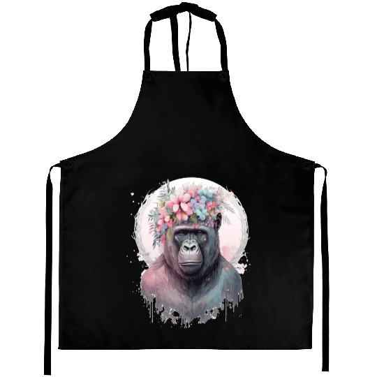 Cute Gorilla Flower Crown Africa Animal Lover Aprons
