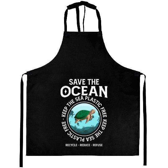 Save The Ocean Keep The Sea Plastic Free Turtle Aprons