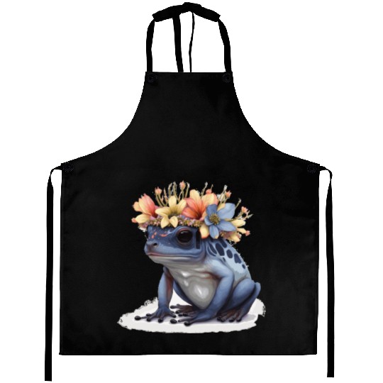 Cute Poison Dart Frog Flower Crown Amphibian Lover Aprons