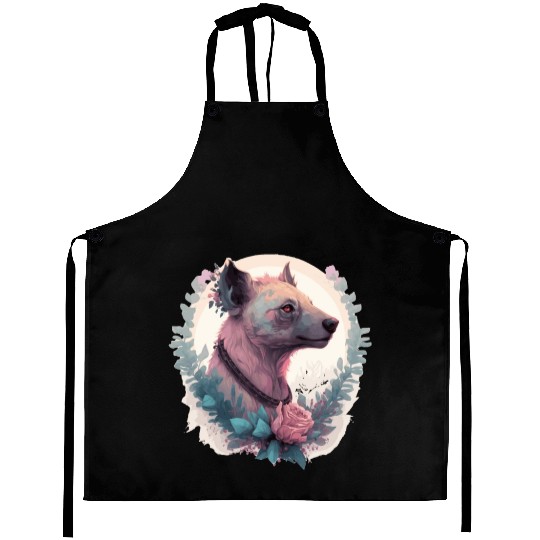 Watercolor Hyena Flower Crown Africa Safari Animal Aprons
