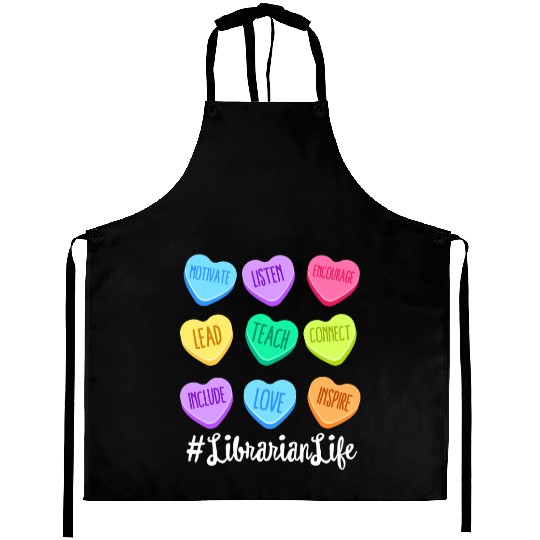 Librarian Life Teacher Valentines Day Pastel Candy Aprons