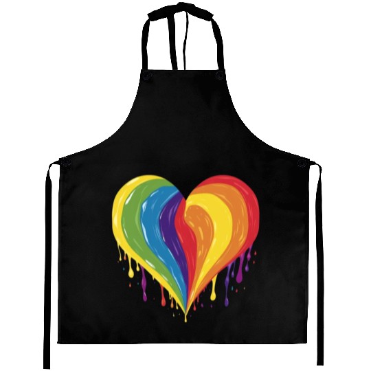 LGBTQ+ Empowerment: Rainbow Heart, Support Gay, Aprons