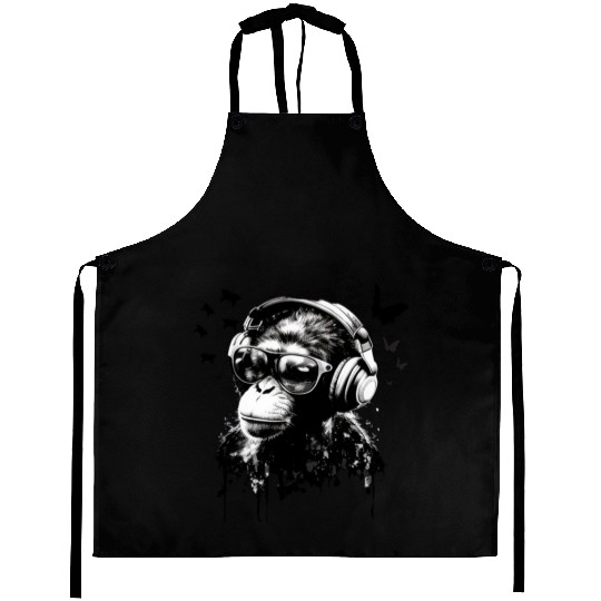 Monkey with Headphone Aprons