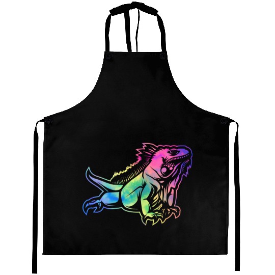 Colorful Lizard Iguana Reptile Lover Aprons