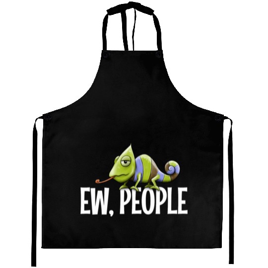 Ew People Grumpy Chameleon Lovers Sarcastic Joke Aprons