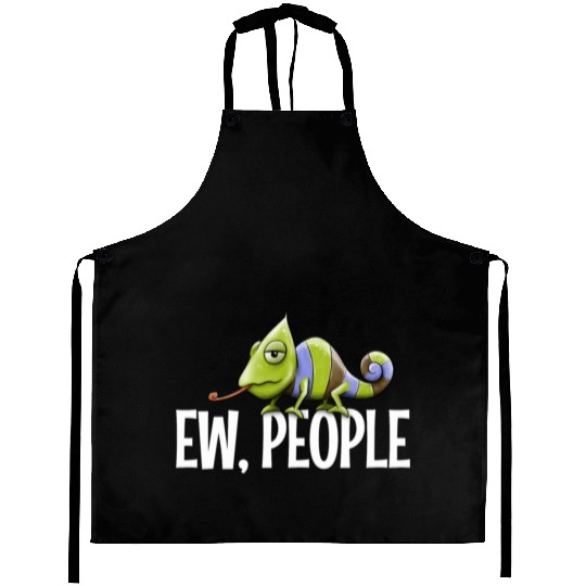 Ew People Grumpy Chameleon Lovers Sarcastic Joke Aprons