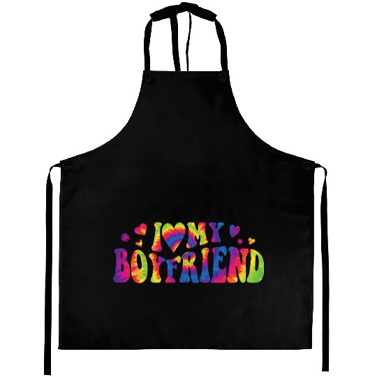 I Love My Boyfriend Groovy Red Heart My Boyfriend Aprons