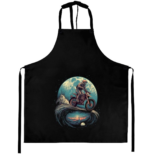 Dirt Bike Moon Motocross Motorcycle Riding Biker Aprons