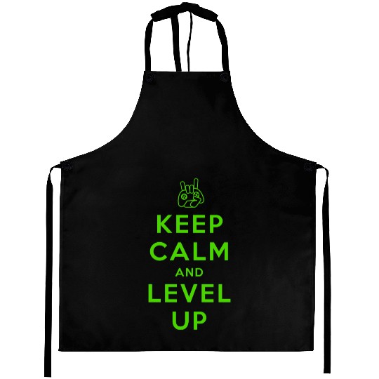 keep calm and level up Aprons