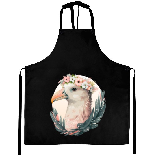 Cute Albatross Bird Flower Crown Floral Tropical B Aprons