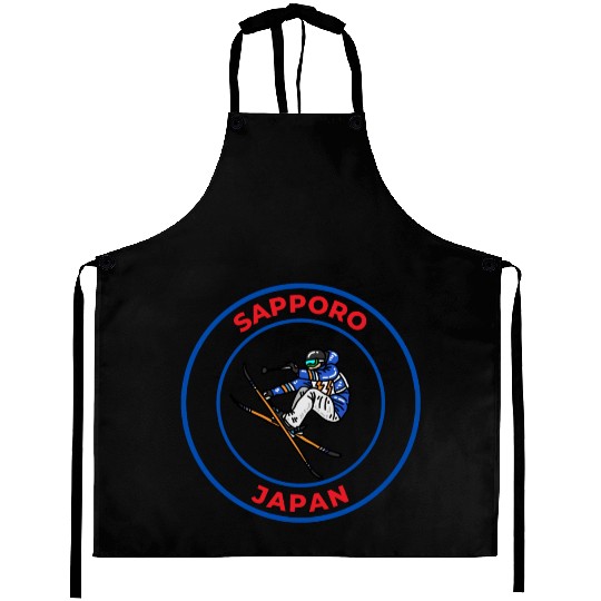 Retro Cool Skiing in Sapporo Japan Aprons