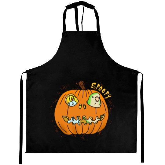 Halloween Green Quaker Parrot Pumpkin Aprons