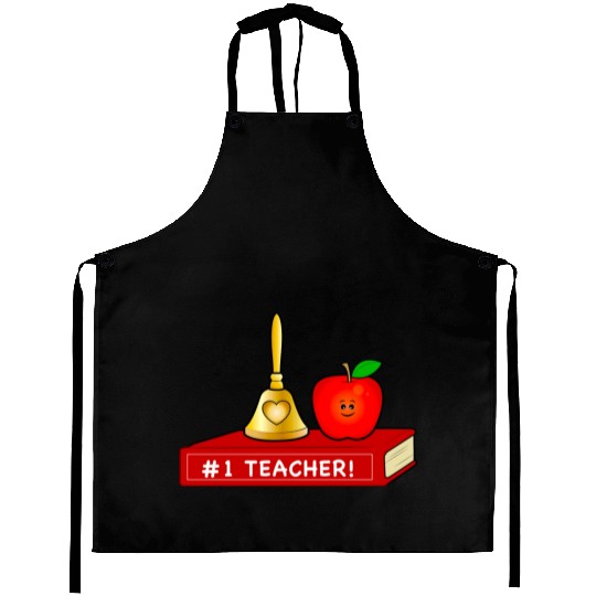 Teacher Appreciation Cute Apple And Bell With Book Aprons