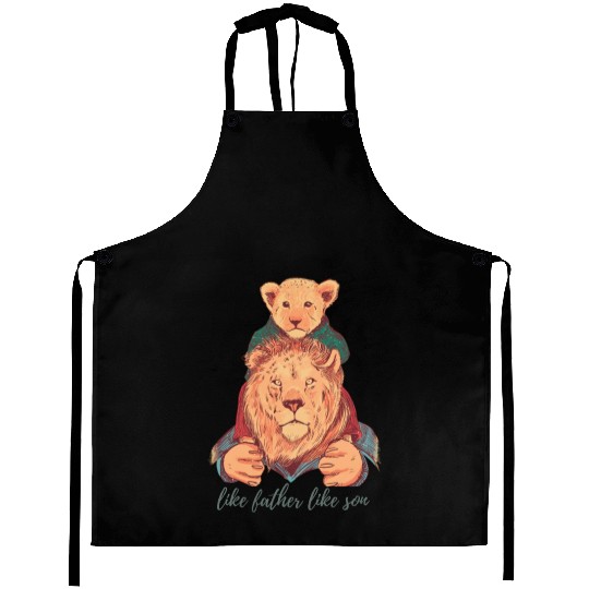 Roaring Bonds: Lion Father & Son Duo Aprons