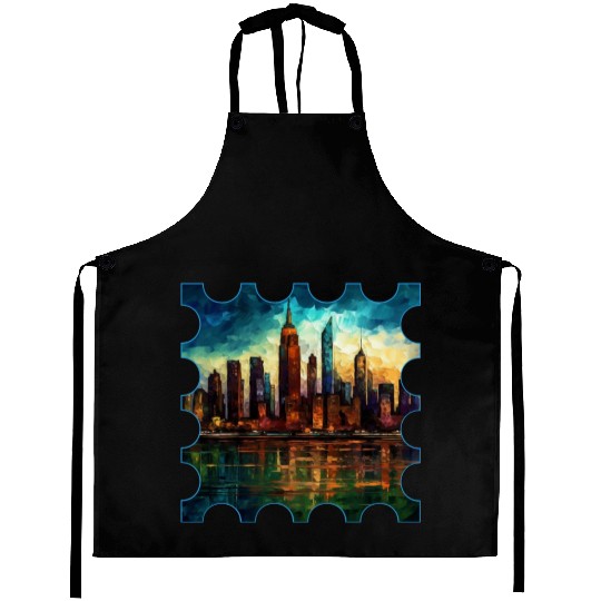 New York skyline Reverie A Symphony of Dreams Aprons