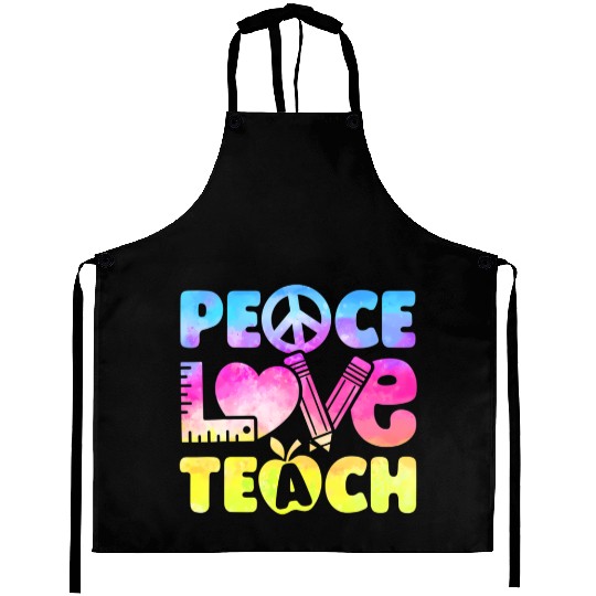 Teacher Peace Love Teach First Day Back To School Aprons