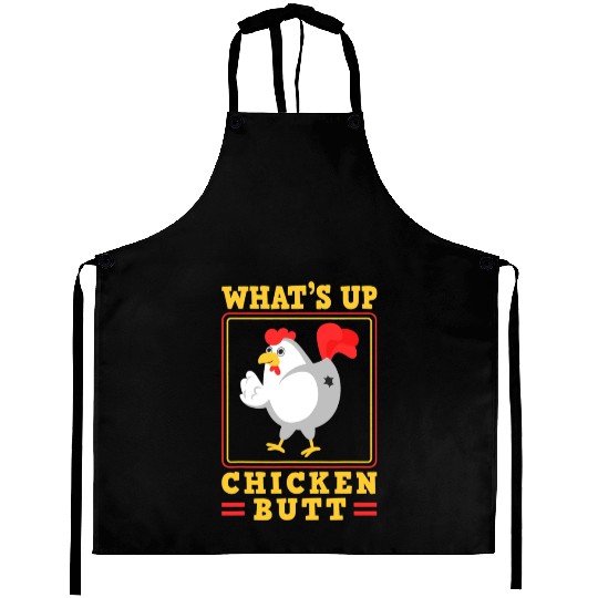 Funny Farmer Animal Pet Whats Up Chicken Butt Aprons