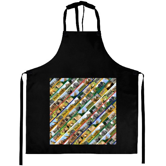Wildlife Stripe Multi Color Collage Aprons