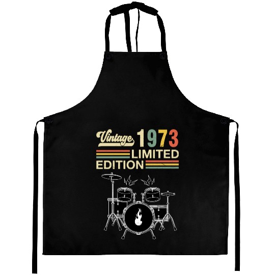 Vintage 1973 Drums 50th Birthday Drummer Aprons