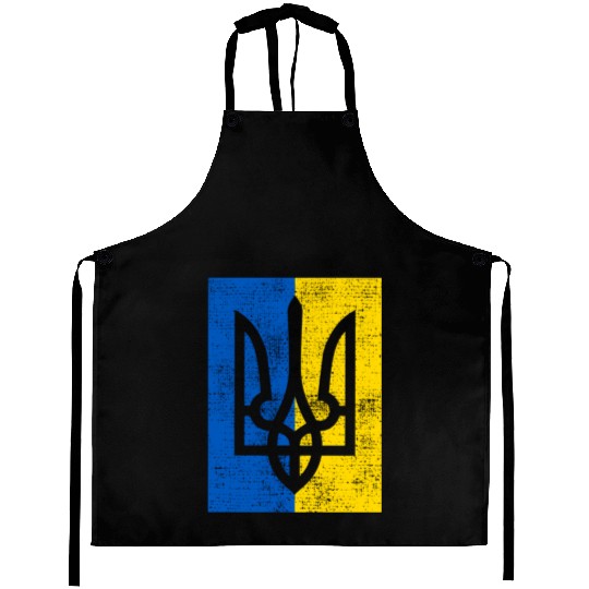 Ukraine Ukraina Ukrainian Flag On Back Aprons