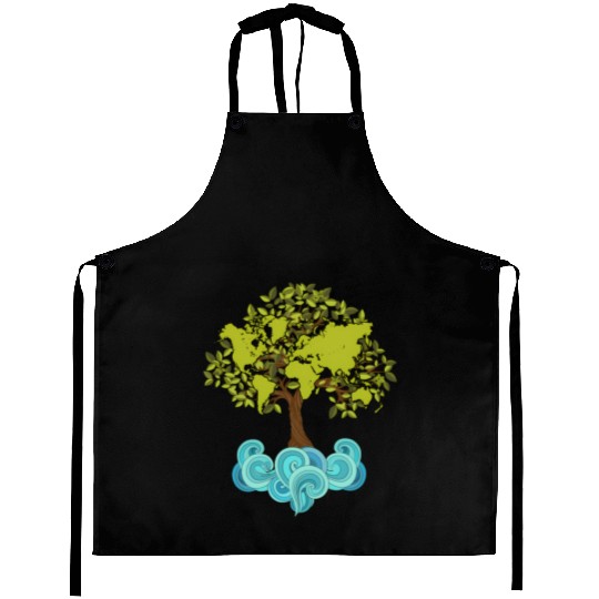Trees Plants Waves Nature Earth Day Aprons