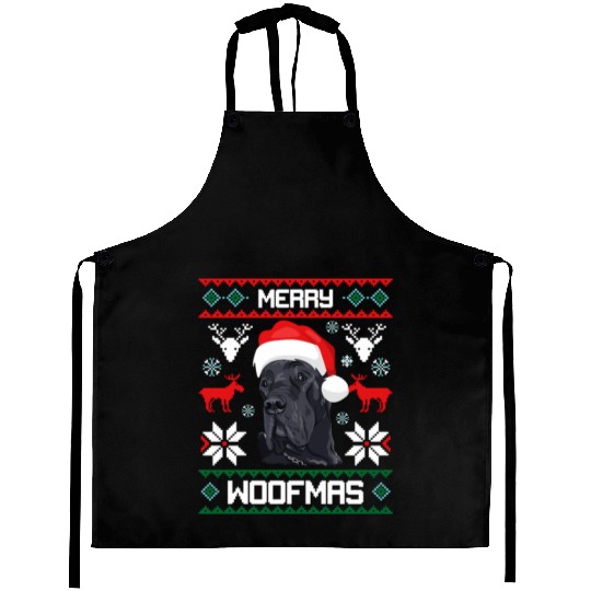 Great Dane For Merry Woofmas Aprons