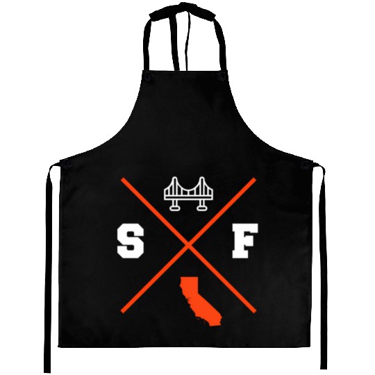 Sf San Francisco California Orange Outline Aprons