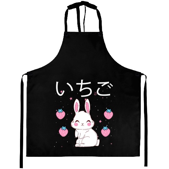 Strawberry Milk Bunny Aesthetic Vaporwave Anime Aprons