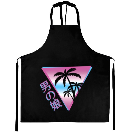 Femboy 80S 90S Palm Tree Japanese Vaporwave Aesthe Aprons