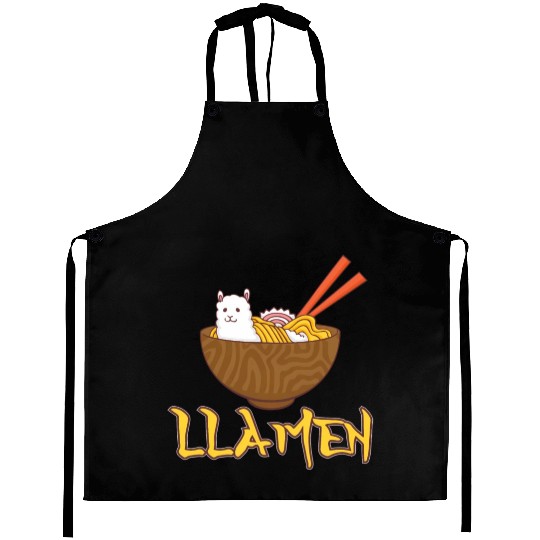 Llamen Japanese Ramen Noodles Alpaca Kawaii Llama Aprons
