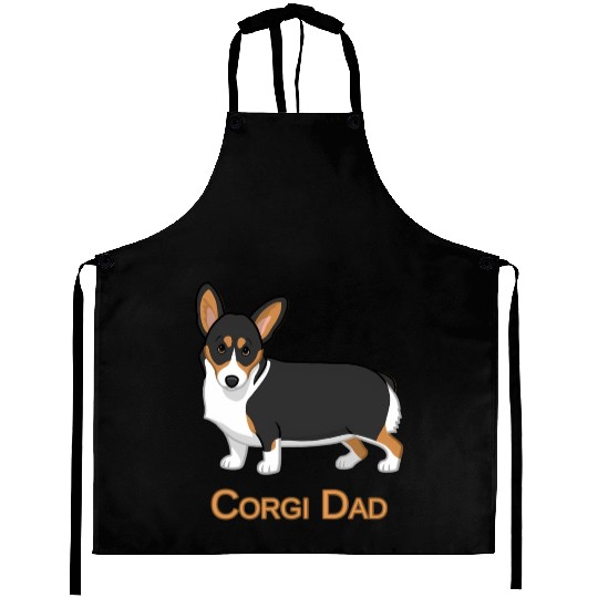 Black Tricolor Pembroke Corgi Dad Dog Aprons